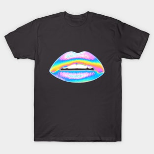 New Holographic Lips on Pink T-Shirt